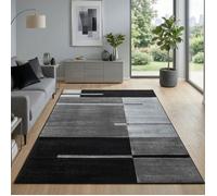 Carpetsale24 Tapis de salon Gris 160x230 cm, tapis sculpté à la main, moderne design à carreaux, tapis à poils courts
