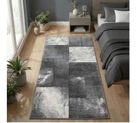 Carpetsale24 Tapis de salon Gris 80x150 cm design à carreaux avec marbré tapis sculpté à la main tapis à poils courts