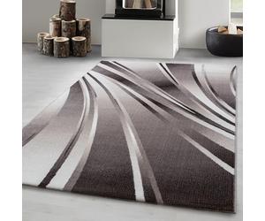 Carpetsale24 Tapis de salon moderne, design abstrait vagues, marron, beige, crème, 120 x 170 cm, facile d'entretien, moelleux, lavable
