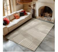 Carpetsale24 Tapis de Salon ou chambre en Beige 200 x 290 cm style bohème scandinave avec effet haut-bas tapis décoratif