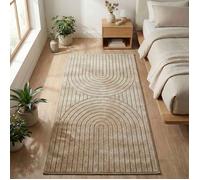 Carpetsale24 Tapis de Salon ou chambre en Beige 80x150 cm, effet 3D - Tapis d'extérieur moderne et doux, salon, cuisine, terrasse