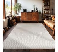 Carpetsale24 - Tapis de salon à poils courts 200 x 290 cm Style bohème scandinave uni Effet 3D extra doux et lavable Décoratif pour chambre à coucher, salle à manger et cuisine