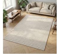 Carpetsale24 Tapis de Salon ou chambre en Crème 140x200 cm, effet 3D - Tapis d'extérieur moderne et doux, salon, cuisine, terrasse