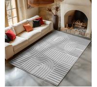 Carpetsale24 Tapis de Salon 120x170 cm Gris à Poils Longs Design bohème scandinave Effet Relief Shaggy Doux Moelleux Robuste Facile à Nettoyer Moderne pour Chambre à Coucher