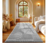 Carpetsale24 Tapis Coureur 80x250 cm Gris à Poils Longs Design bohème scandinave Effet Relief Shaggy Doux Moelleux Robuste Facile à Nettoyer Moderne pour Chambre, Couloir