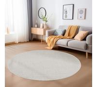Carpetsale24 Tapis de Salon Robuste Tapis à Boucles mélangées uni avec Structure Moderne Tapis décoratif Cut-Loop, Taille: 120 cm Rond, Couleur: Crème