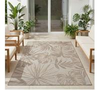 Carpetsale24 Tapis d'extérieur Beige 120x170 cm, résistant aux intempéries et aux UV, idéal pour la Cuisine, Le Balcon, la terrasse, Ainsi Que Le Salon et la Salle à Manger, Motif Palmier