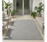 Carpetsale24 Tapis d'extérieur 120x170 cm Gris, design bohème scandinave, idéal pour la cuisine, le balcon, la terrasse
