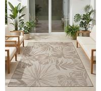 Carpetsale24 Tapis d'extérieur Beige 140x200 cm, résistant aux intempéries et aux UV, idéal pour la Cuisine, Le Balcon, la terrasse, Ainsi Que Le Salon et la Salle à Manger, Motif Palmier