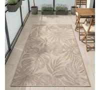 Carpetsale24 Tapis d'extérieur Beige 80x150 cm, résistant aux intempéries et aux UV, idéal pour la Cuisine, Le Balcon, la terrasse, Ainsi Que Le Salon et la Salle à Manger, Motif Palmier