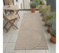 Carpetsale24 Tapis d'extérieur Beige 80x250 cm, résistant aux intempéries et aux UV, idéal pour la Cuisine, Le Balcon, la terrasse, Ainsi Que Le Salon et la Salle à Manger, Design bohème scandinave