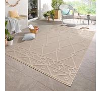 Carpetsale24 Tapis d'extérieur, Couleur Beige, Conception Vintage, 110776, Tapis Rectangle, Tapis pour terrasse-Balcon-Jardin ou Cuisine, 160 x 230 cm