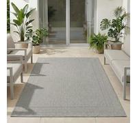 Carpetsale24 Tapis d'extérieur Gris 200x290 cm, résistant aux intempéries et aux UV, idéal pour la Cuisine, Le Balcon, la terrasse, Ainsi Que Le Salon et la Salle à Manger, Design uni avec Bordure