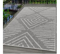 Carpetsale24 Tapis d'extérieur gris 240x340 cm Motifs géométriques, résistant aux intempéries balcons, patios, cuisines et salon
