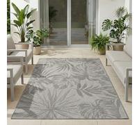 Carpetsale24 Tapis d'extérieur Gris 240x340 cm, résistant aux intempéries et aux UV, idéal pour la Cuisine, Le Balcon, la terrasse, Ainsi Que Le Salon et la Salle à Manger, Motif Palmier