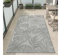 Carpetsale24 Tapis d'extérieur Gris 80x150 cm, résistant aux intempéries et aux UV, idéal pour la Cuisine, Le Balcon, la terrasse, Ainsi Que Le Salon et la Salle à Manger, Motif Palmier