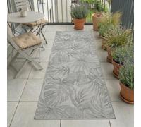 Carpetsale24 Tapis d'extérieur Gris 80x250 cm, résistant aux intempéries et aux UV, idéal pour la Cuisine, Le Balcon, la terrasse, Ainsi Que Le Salon et la Salle à Manger, Motif Palmier