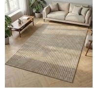 Carpetsale24 Tapis d'Extérieur/Intérieur motif scandinave en Beige 140x200 cm, effet 3D - doux, salon, chambre, cuisine, terrasse