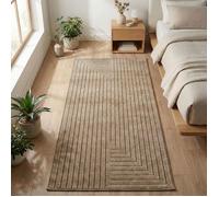 Carpetsale24 Tapis d'Extérieur/Intérieur motif scandinave en Beige 80x150 cm, effet 3D - doux, salon, chambre, cuisine, terrasse