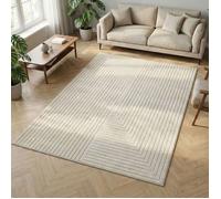 Carpetsale24 Tapis d'Extérieur/Intérieur motif scandinave en Crème 140x200 cm, effet 3D - doux, salon, chambre, cuisine, terrasse
