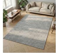Carpetsale24 Tapis 140x200 cm Gris, Poils Courts Effet 3D Relief, Motif Bohème Scandinave, pour Salon, Chambre, Cuisine ou Terrasse