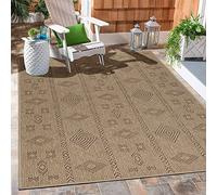 Carpetsale24 Tapis extérieur Naturel Look de Jute, motif scandinave, Beige Tapis pour terrasse-balcon-salon ou cuisine, 280x370 cm