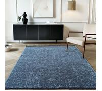 Carpetsale24, Tapis en Coton Chenille Bleu 120x170 cm Lavable, Antidérapant et Doux, Pour Salon, Chambre, Bureau & Cuisine