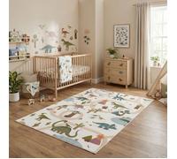 Carpetsale24 Tapis Enfant 140x200 cm Dinosaures Creme Routes Grand Tapis de Jeu Chambre Enfant motif dino grandes surfaces