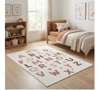 Carpetsale24 Tapis Enfant 160x230 cm Alphabet Creme Motif Lettres Grand Tapis Educatif Chambre Enfant parfait grandes chambres