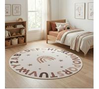Carpetsale24 Tapis Enfant 200 cm Rond Alphabet Creme Motif Lettres Grand Tapis Educatif Chambre Enfant ideal grandes surfaces jeu