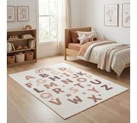 Carpetsale24 Tapis Enfant Alphabet Tapis Educatif pour Chambre d Enfant en Crème avec Motif Lettres Taille 120x170 cm Ideal pour Apprendre et Jouer