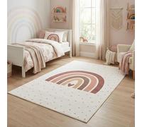 Carpetsale24 Tapis Enfant Arc en Ciel Tapis de Jeu pour Chambre d Enfant en Crème avec Motif C ur Taille 80x150 cm Ideal pour Petits espaces de Jeu