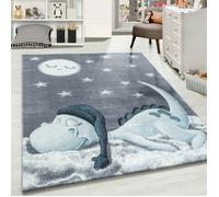 Carpetsale24 Tapis Enfant Chambre Bleu 160x230 cm Motif de dinosaure Tapis Rectangle Facile d'entretien Doux