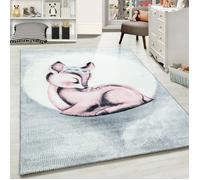 Carpetsale24 Tapis Enfant Chambre Rose 200x290 cm Joli motif Bambi Tapis Rectangle Facile d'entretien Doux