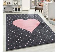 Carpetsale24 Tapis Enfant Chambre Rose 80x150 cm Motif de coeur Tapis Coureur Facile d'entretien Doux