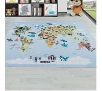 Carpetsale24 Tapis enfant tapis pour chambre de filles et de garçons bleu 140x200 cm tapis chambre enfant tapis chambre bébé