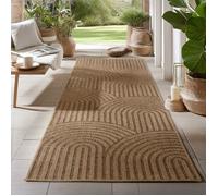 Carpetsale24 Tapis extérieur bohème, effet jute, 80x250 cm, robuste imperméable, facile à entretenir, idéal salon, cuisine, balcon
