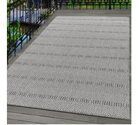 Carpetsale24 Tapis Extérieur gris 160x230 cm style graphique imperméabiliser balcons, patios, cuisines, salons et jardins