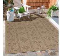 Carpetsale24 Tapis extérieur Naturel Look de Jute, motif scandinave, Beige Tapis pour terrasse-balcon-salon ou cuisine, 280x370 cm