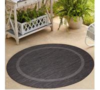 Carpetsale24 Tapis Extérieur Noir 120 cm Rond - Unicolor, Résistant aux Intempéries pour Balcon, Terrasse, Cuisine