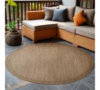 Carpetsale24 Tapis extérieur rond résistant aux intempéries, imperméable, 160 cm, marron - Tapis de cuisine en tissu plat, unicolore - Pour balcon, terrasse et jardin