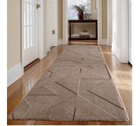 Carpetsale24 Tapis géométrique long 80x250 cm beige, boho scandinave, lavable, doux, effet 3D pour couloir ou pièce étroite