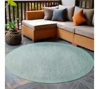 Carpetsale24 Tapis Intérieur & Extérieur Résistant aux Intempéries 120 cm Rond Bleu - Tapis de Balcon, Aspect Sisal et Jute Unicolor - Monochrome - Tapis Cuisine, Lavable Camping Jardin Patio