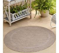 Carpetsale24 Tapis Intérieur & Extérieur Résistant aux Intempéries 120 cm Rond Brun - Tapis de Balcon, Aspect Sisal et Jute Unicolor - Monochrome - Tapis Cuisine, Lavable Camping Jardin Patio