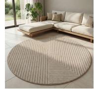 Carpetsale24 Tapis Intérieur Extérieur Rond 160 cm Beige Scandinave 3D Doux Salon Chambre Terrasse