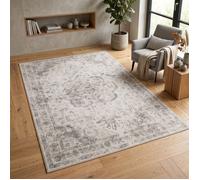 Carpetsale24 Tapis Lavable Beige 240x340 cm Grand Salon Salle à Manger Espace Ouvert Vintage Design Oriental Déco Maison