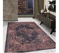 Carpetsale24 Tapis lavable design oriental tapis rouge 160x230 cm impression numérique tapis à poils courts pour salon