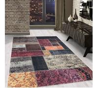 Carpetsale24 Tapis lavable design patchwork tapis multicolore 140x200 cm impression numérique tapis à poils courts pour salon