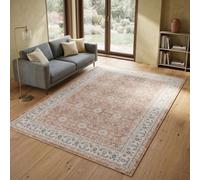 Carpetsale24 Tapis Lavable Terracotta 160x230 cm Vintage Grand Tapis pour Salon Salle à Manger Chambre Design Oriental Poils Courts Facile d Entretien Lavable en Machine