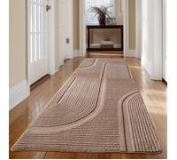 Carpetsale24 Tapis long 80x250 cm beige, style scandinave boho, lavable, effet 3D, parfait pour couloir, salon ou chambre
